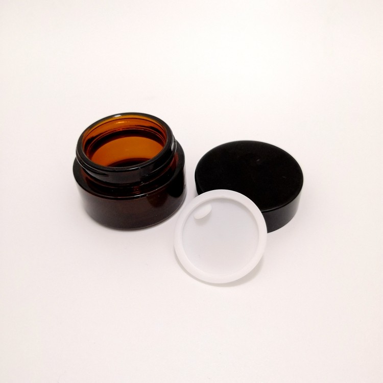 15g 30g 50g  100g  amber containers and packing flat shoulder glass cosmetic jars with plastic lid