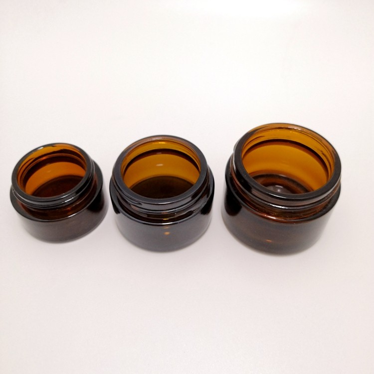 15g 30g 50g 100g amber containers and packing flat shoulder glass cosmetic jars with plastic lid