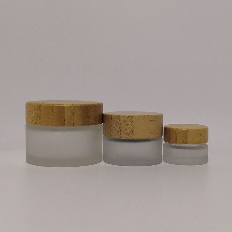 15g 30g 50g 100g bamboo lid packaging clear frosted cream cosmetic jar and bottle with bamboo lid