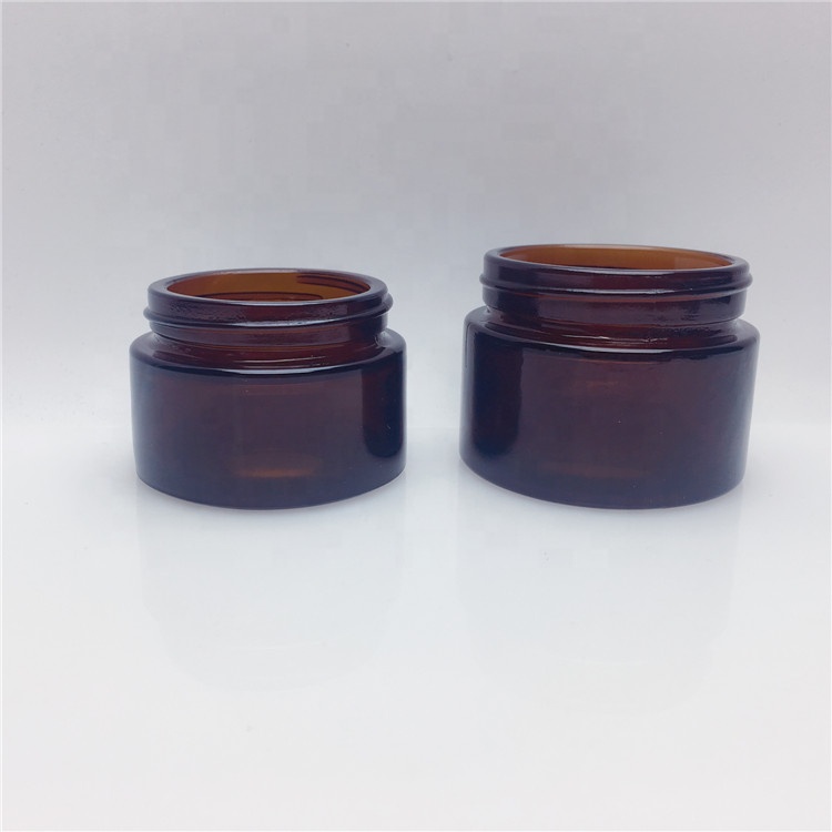 15g 30g 50g 100g brown amber cosmetics glass jar with black Metallized lid