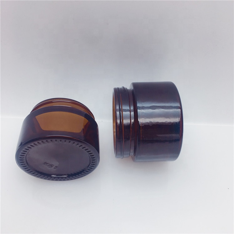 15g 30g 50g 100g brown amber cosmetics glass jar with black Metallized lid