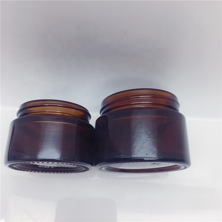 15g 30g 50g 100g brown amber cosmetics glass jar with black Metallized lid
