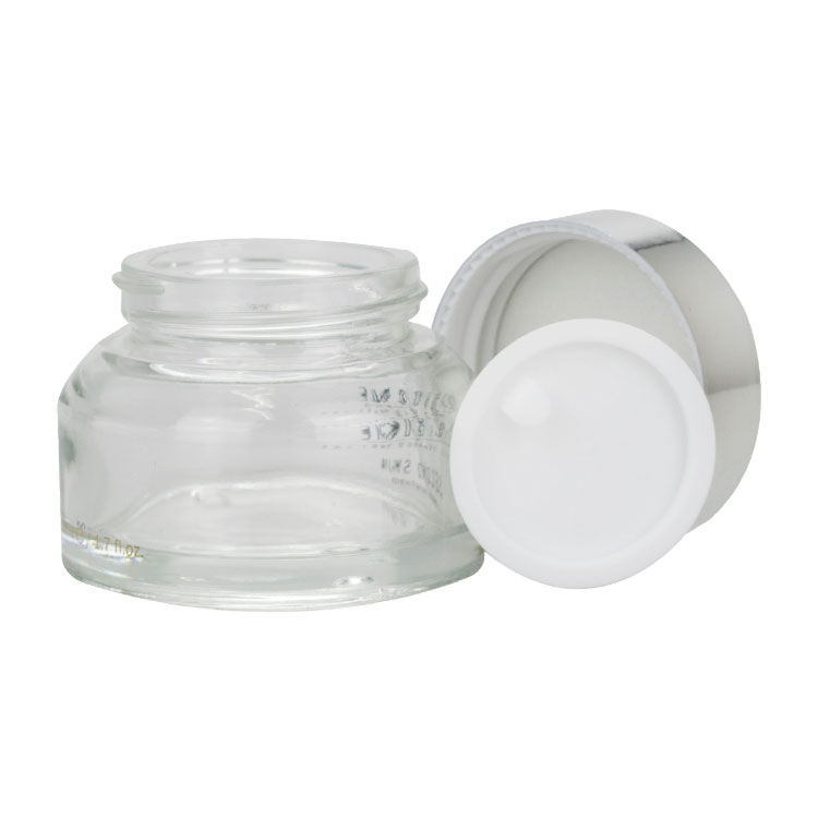 15g 30g 50g 100g cosmetic packaging custom brand clear glass cream jar with silver lid