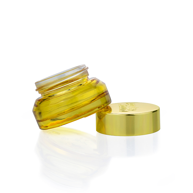 15g 30g 50g 100g luxury cosmetic empty jar 15ml 30ml 50ml 100ml semi clear orange glass face cream jar gold aluminum lid