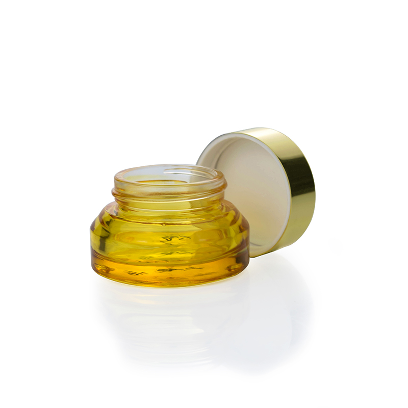 15g 30g 50g 100g luxury cosmetic empty jar 15ml 30ml 50ml 100ml semi clear orange glass face cream jar gold aluminum lid