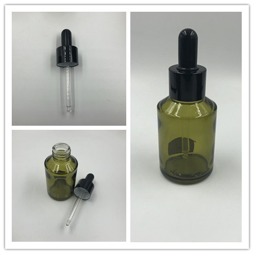 15g 30g 50g 15ml 30ml 100ml 125ml 200ml green glass slant shoulder bottle with dropper and pump and spray cap