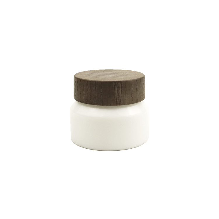 15g 30g 50g 60g 100g 1oz 2oz 3oz cosmetic package modern design porcelain white ceramic jar with bamboo wooden screw cap lid