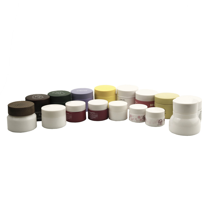15g 30g 50g 60g 100g 1oz 2oz 3oz cosmetic package modern design porcelain white ceramic jar with bamboo wooden screw cap lid