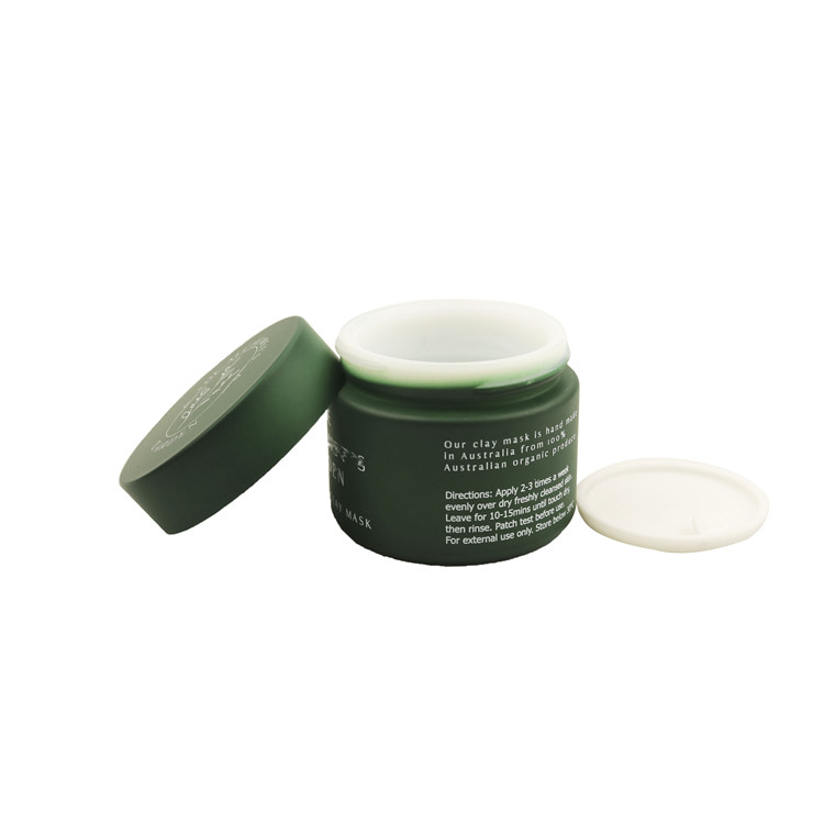 15g 30g 50g 60g 2.1 oz 100g custom printed white opal glass jar for skincare cosmetic matte green red glass jar with green cap