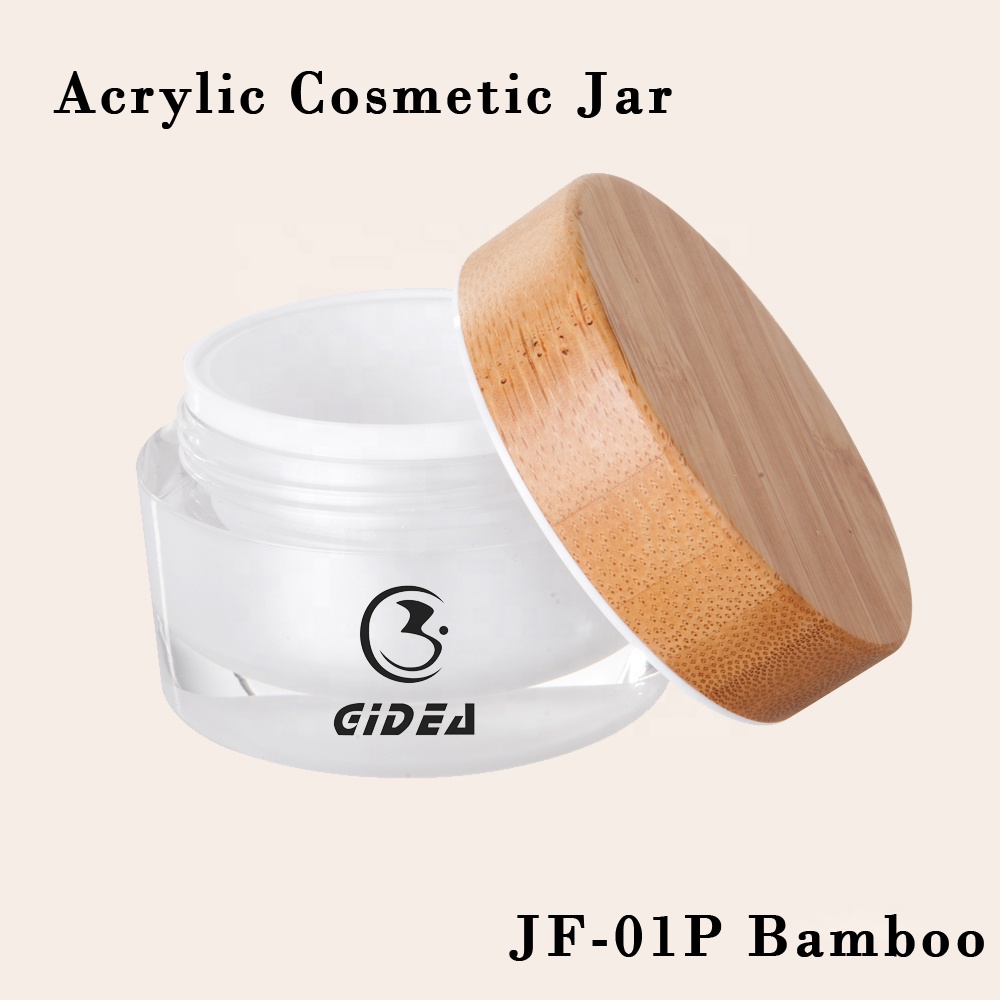 15g 30g 50g Acrylic Cosmetic Containers With Bamboo Lid Manufacturers Bamboo Jars For Cream