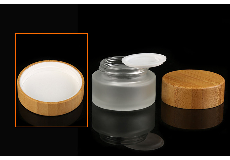 15g 30g 50g Airless Frosted Bamboo Glass Cream Jar Lotion Bottle Wood Cap