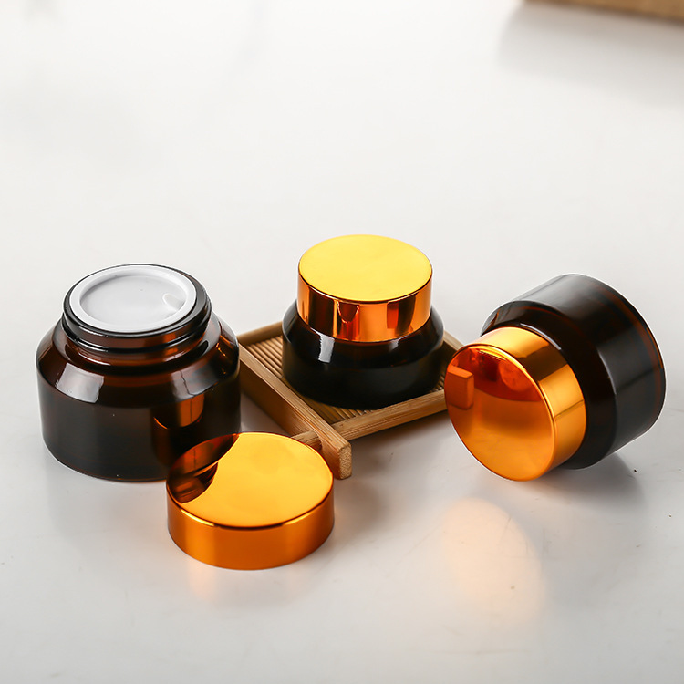 15g 30g 50g Amber Blue Round Glass Jars Cosmetic Containers For Cosmetics Cream Lotion