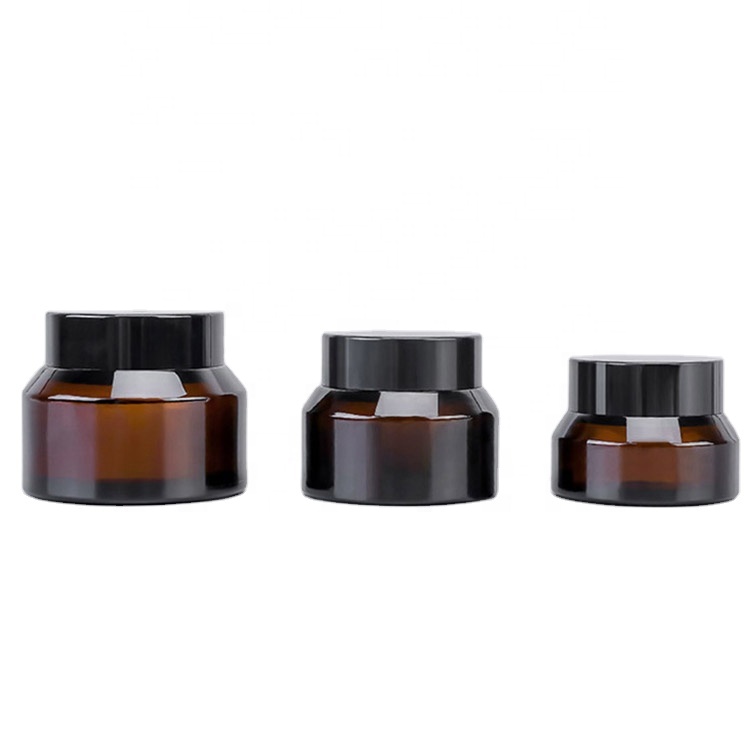 15g 30g 50g Amber oblique shoulder glass cream jar cosmetic packaging container with lid