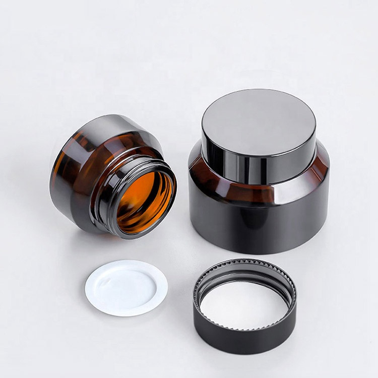15g 30g 50g Amber oblique shoulder glass cream jar cosmetic packaging container with lid
