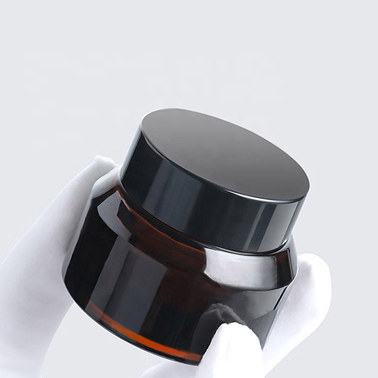 15g 30g 50g Amber oblique shoulder glass cream jar cosmetic packaging container with lid