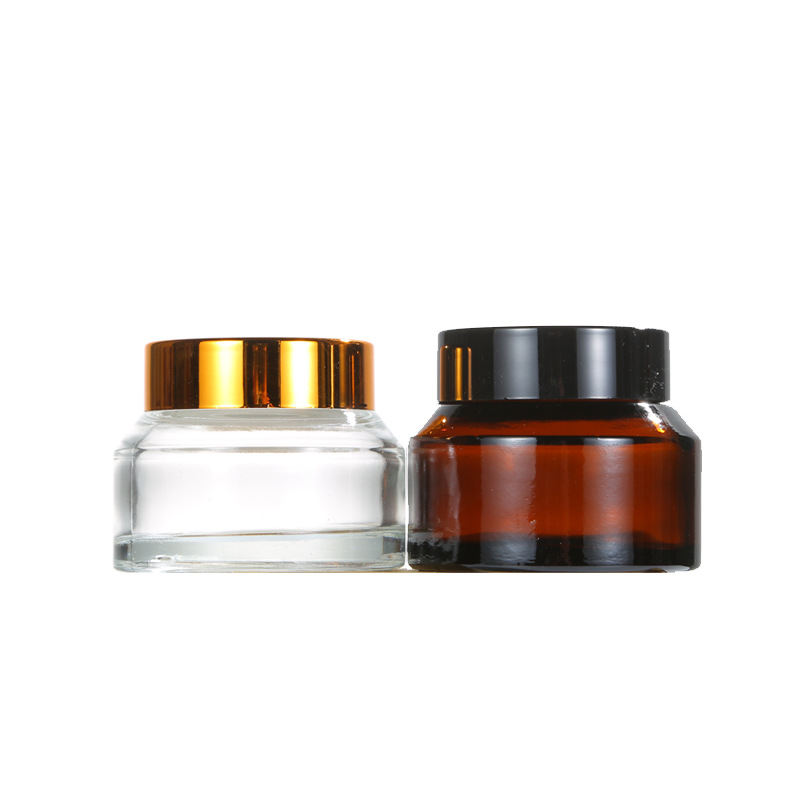 15g 30g 50g Amber oblique shoulder glass cream jar cosmetic packaging container with lid
