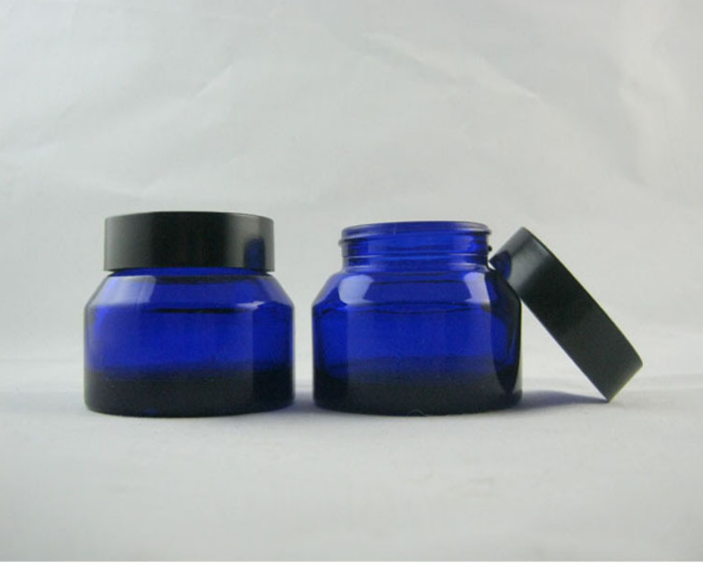 15g 30g 50g Cosmetic round shape amber glass jar container / Elegant empty cream jars with black lid