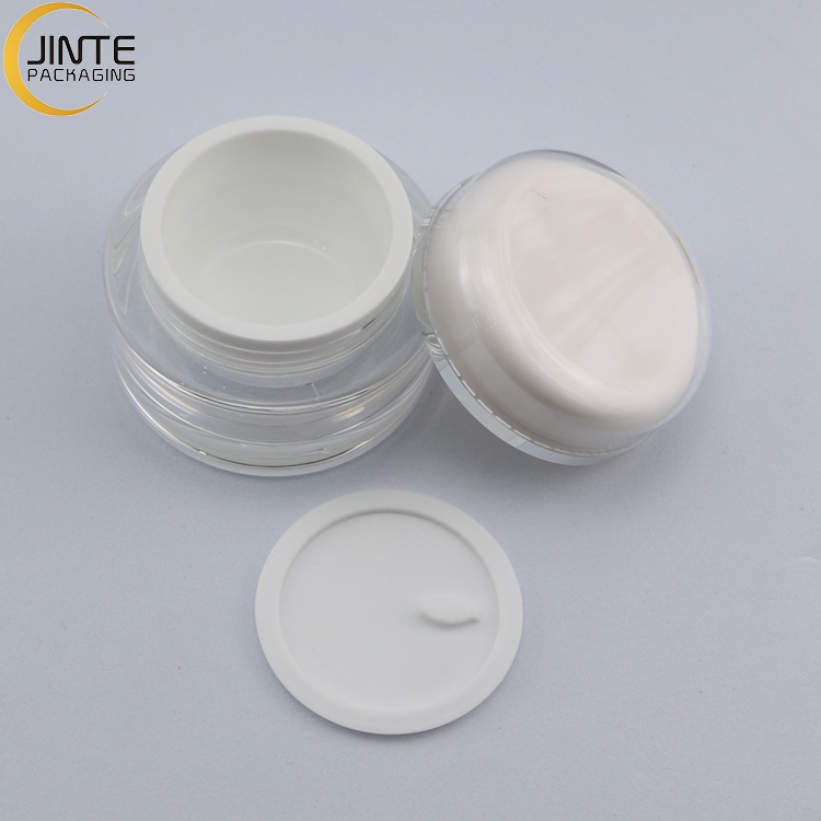 15g 30g 50g Empty Face Cream Jar Pearl White Acrylic Container With Sealing Gasket Inside And Double Layer Screw Cap