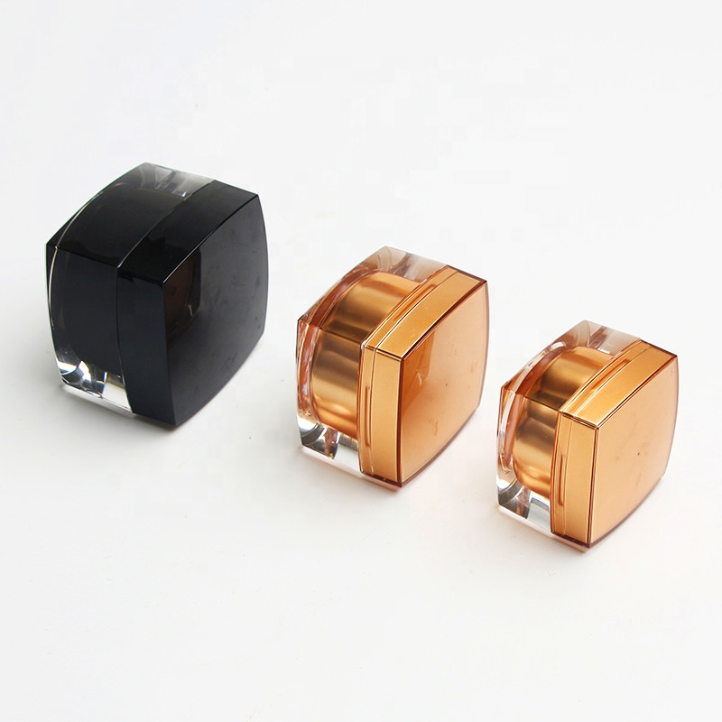 15g 30g 50g Fancy Acrylic Golden Blue Black Square Plastic Cosmetic Cream Jar recipiente de plastico