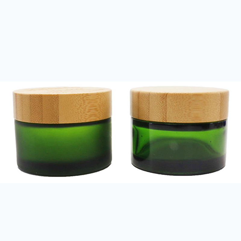 15g 30g 50g Frosted amber glass jar with bamboo lid 1 oz transparent amber glass cosmetic cream container wooden cap