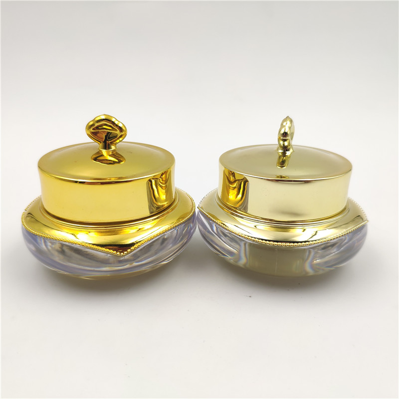 15g 30g 50g Gold luxury acrylic cream jar shiny crown shaped cosmetic jar