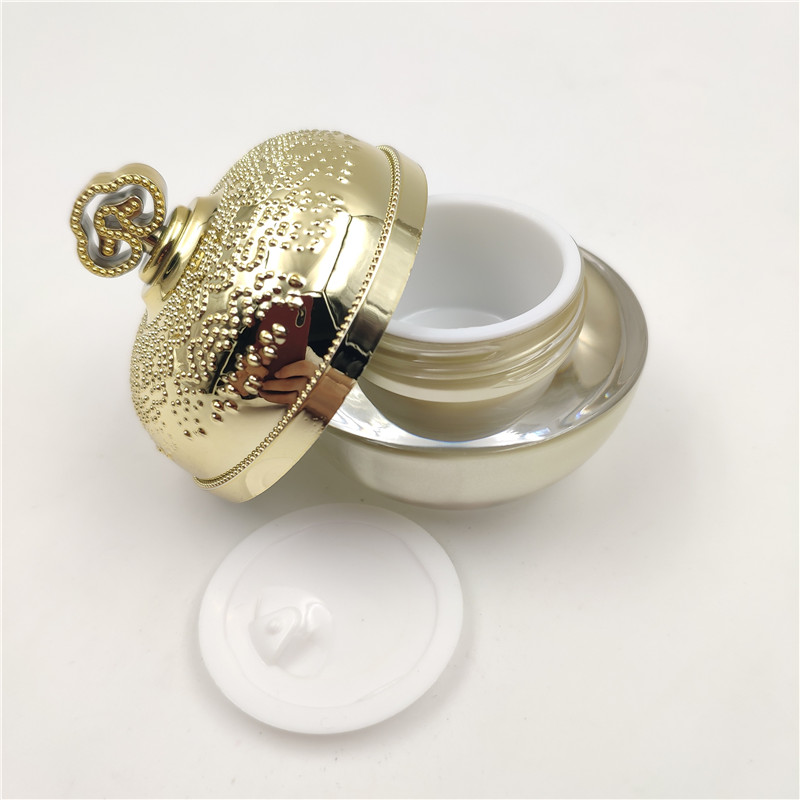 15g 30g 50g Gold luxury acrylic cream jar shiny crown shaped cosmetic jar