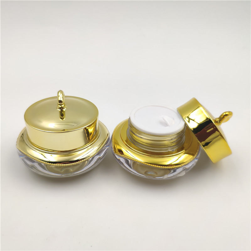 15g 30g 50g Gold luxury acrylic cream jar shiny crown shaped cosmetic jar