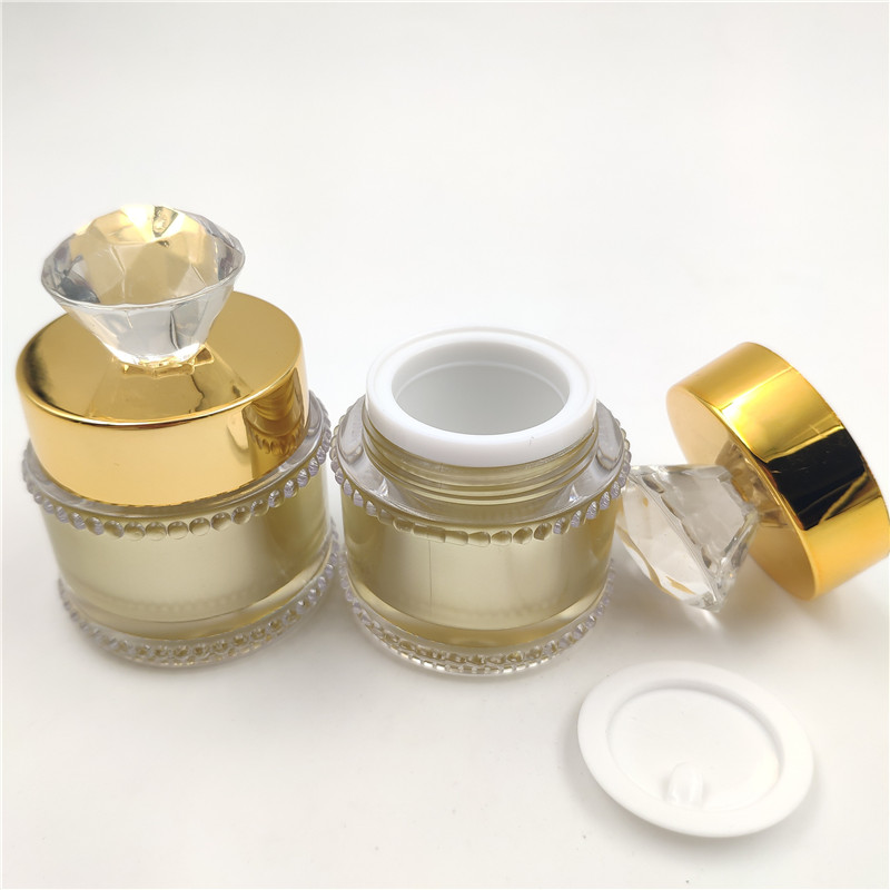15g 30g 50g Gold luxury acrylic cream jar shiny crown shaped cosmetic jar