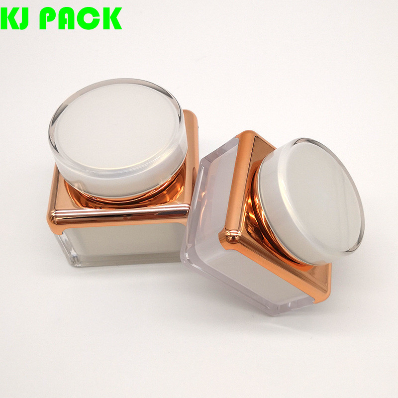 15g 30g 50g Golden Square Acrylic Cosmetic Jar Container for Skin Care