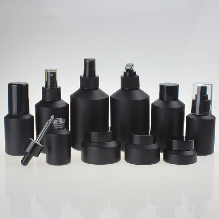 15g 30g 50g Inclined Shoulder Matte Black Container Cosmetics Empty Cream Jar for Creams