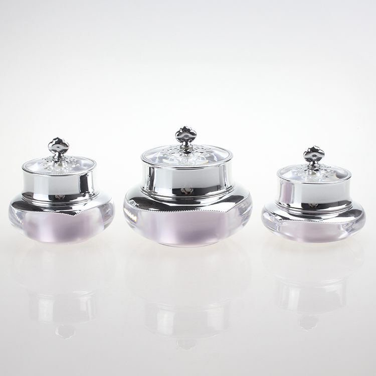 15g 30g 50g Light Purple Shiny Crown Skincare Acrylic Empty Container Plastic Cosmetic Cream Jar for Sale