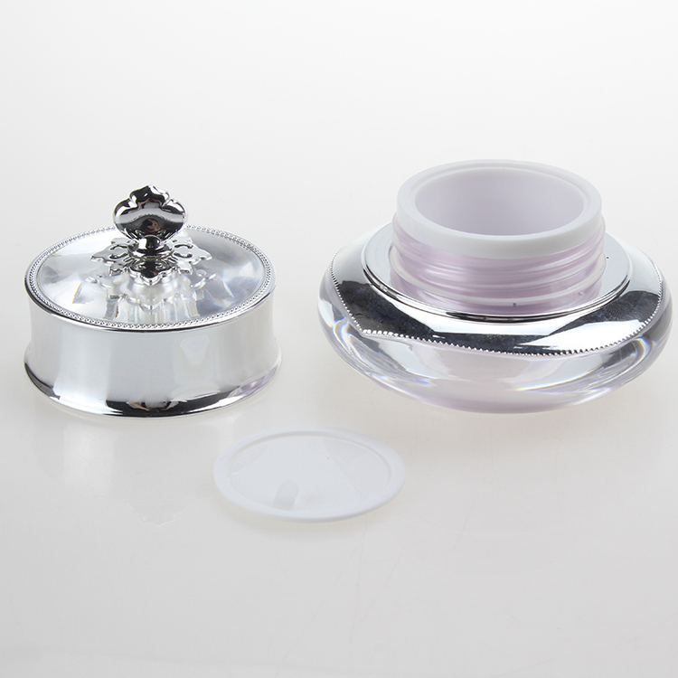 15g 30g 50g Light Purple Shiny Crown Skincare Acrylic Empty Container Plastic Cosmetic Cream Jar for Sale