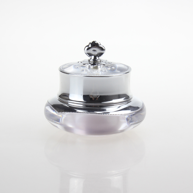 15g 30g 50g Light Purple Shiny Crown Skincare Acrylic Empty Container Plastic Cosmetic Cream Jar for Sale