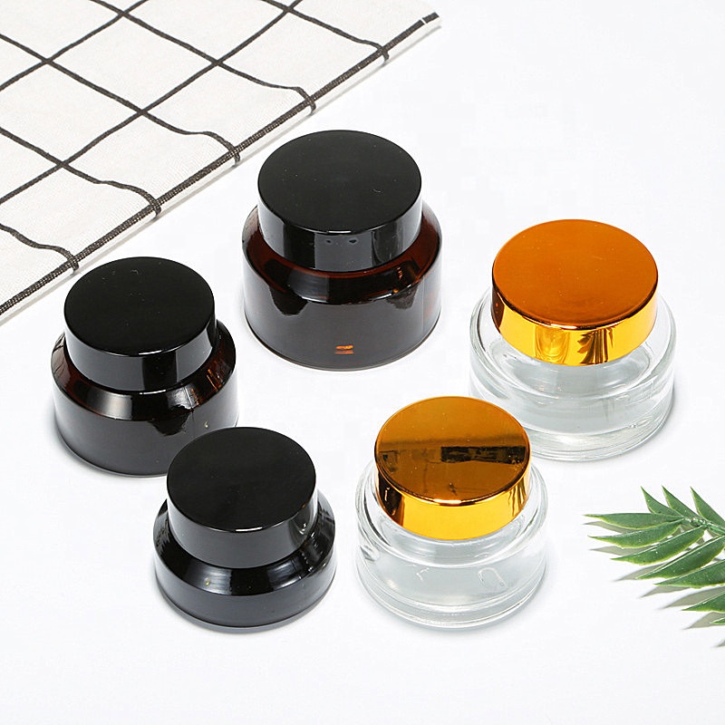 15g 30g 50g Luxury Amber Cosmetic Cream Slanted Oblique Shoulder Empty Glass Jar