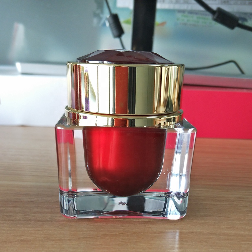 15g 30g 50g Luxury gold cream jars square shaped empty Acrylic Plastic Cosmetic Packaging Cream jar