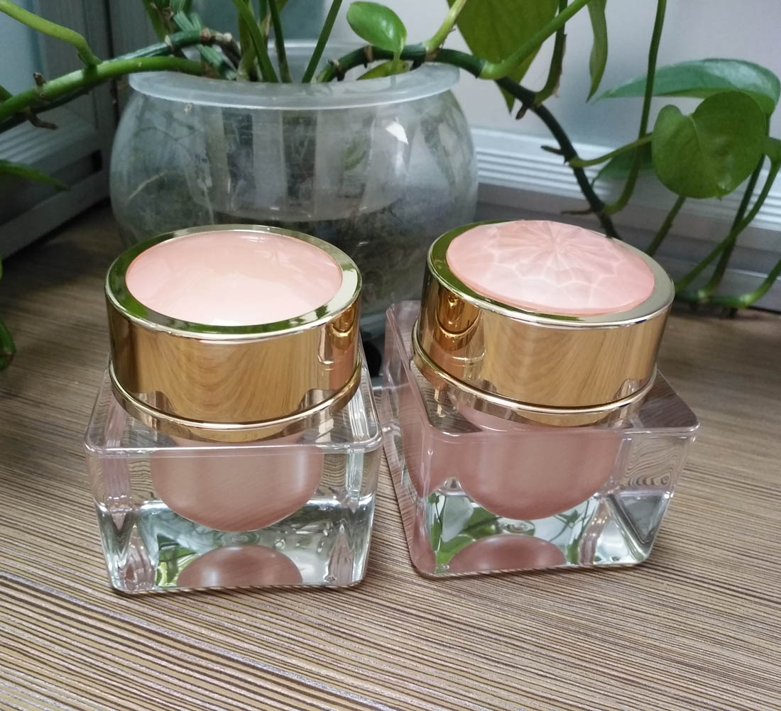 15g 30g 50g Luxury gold cream jars square shaped empty Acrylic Plastic Cosmetic Packaging Cream jar