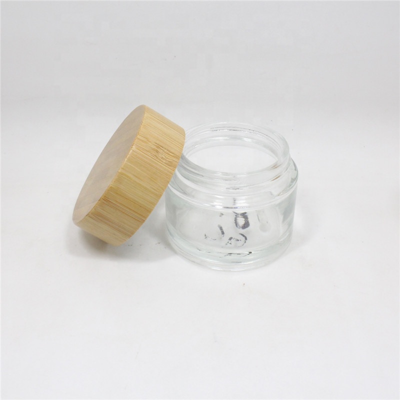 15g/30g/50g Natural Bamboo Wooden Lids Frosted Glass Bottle Travel Set Sample Face Cream Jars Pot Empty Cosmetic Container