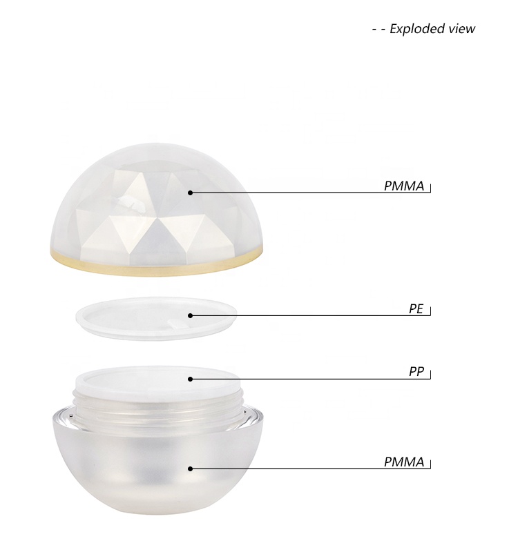 15g 30g 50g New Design Double Wall Acrylic Cosmetic Ball Shape Cream Jar