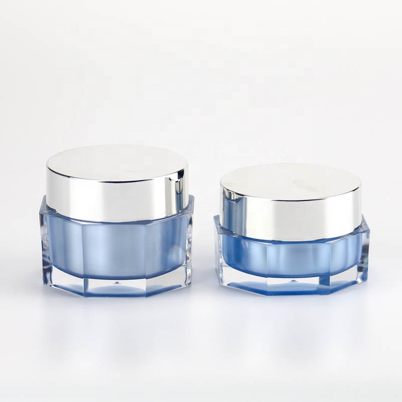 15g 30g 50g Octagon Shape Acrylic Jar for Skin Care Polygon Empty Cream Cosmetic Container