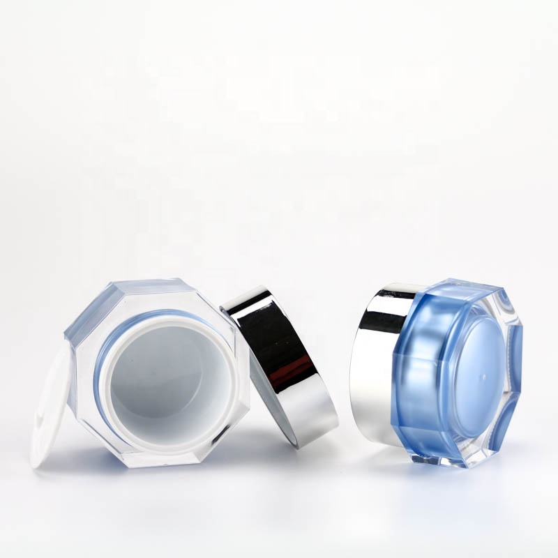15g 30g 50g Octagon Shape Acrylic Jar for Skin Care Polygon Empty Cream Cosmetic Container