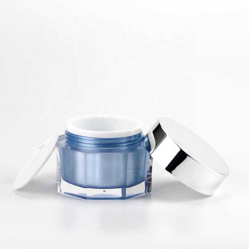 15g 30g 50g Octagon Shape Acrylic Jar for Skin Care Polygon Empty Cream Cosmetic Container