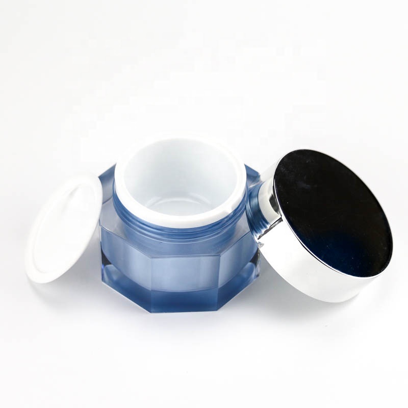 15g 30g 50g Octagon Shape Acrylic Jar for Skin Care Polygon Empty Cream Cosmetic Container