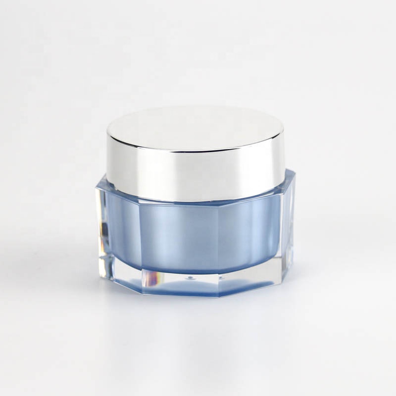 15g 30g 50g Octagon Shape Acrylic Jar for Skin Care Polygon Empty Cream Cosmetic Container