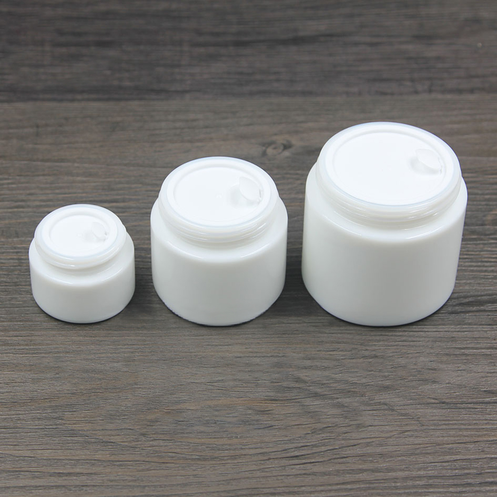 15g 30g 50g Opal white glass facial cream container packaging jar with screw lid