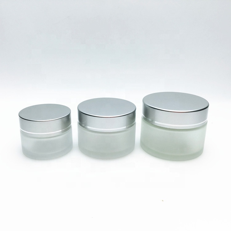 15g 30g 50g Skin care cosmetic beauty frosted glass cream jar with silver lid