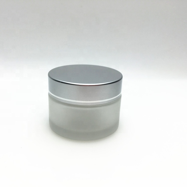15g 30g 50g Skin care cosmetic beauty frosted glass cream jar with silver lid