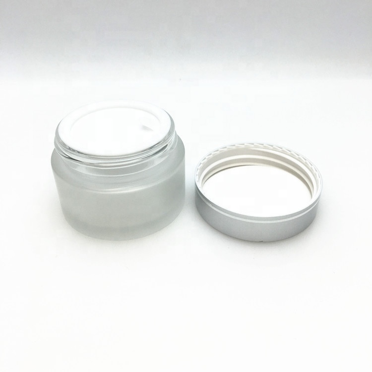 15g 30g 50g Skin care cosmetic beauty frosted glass cream jar with silver lid