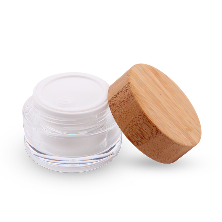 15g 30g 50g Wholesale empty bamboo lid acrylic jar cosmetic