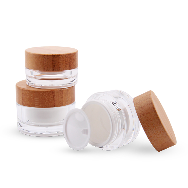 15g 30g 50g Wholesale empty bamboo lid acrylic jar cosmetic