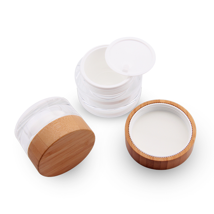 15g 30g 50g Wholesale empty bamboo lid acrylic jar cosmetic